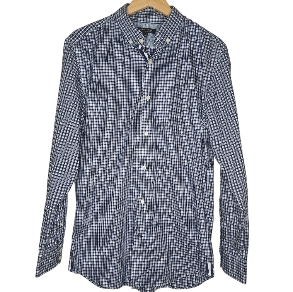 Banana Republic Plaid Button Down Non-Iron Tailored Slim Fit Size Large